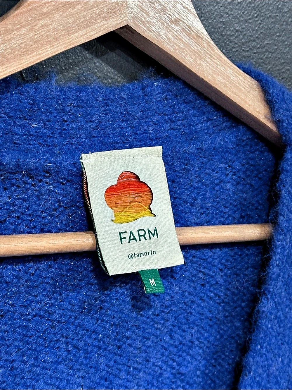 FARM Rio Vintage Waves Multicolor Knit Cardigan Blue & Purple Medium Oversized - Picture 3 of 7